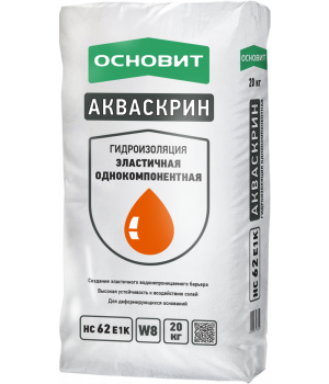 Гидроизоляция эластичная однокомпонентная ОСНОВИТ АКВАСКРИН HC62 E1K арт. 36556